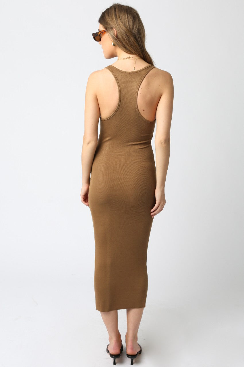 Ribbed Racerback Bodycon Dress