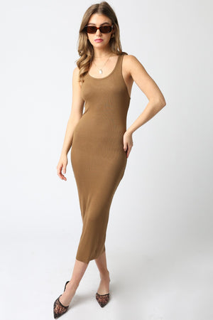 Ribbed Racerback Bodycon Dress