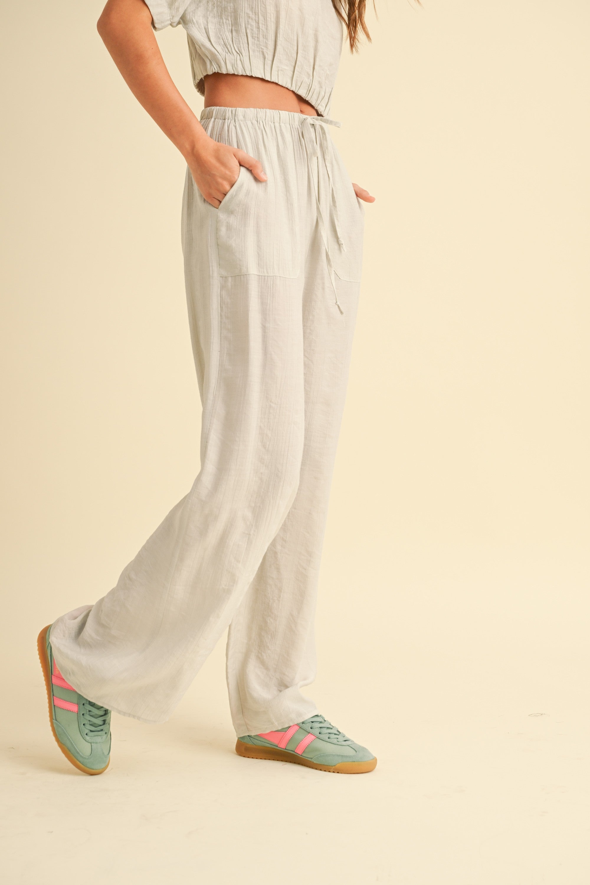 Textured Fabric Loose Pants