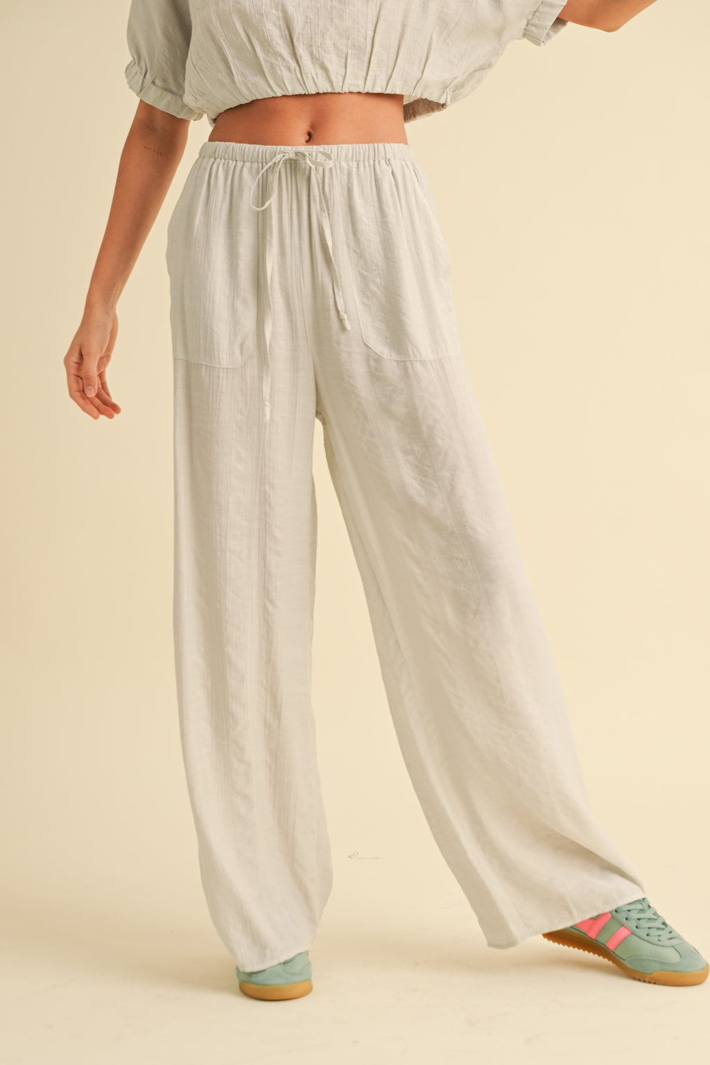 Textured Fabric Loose Pants