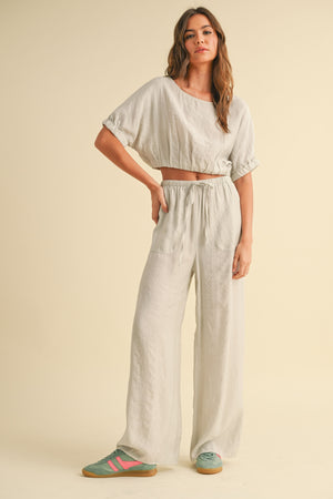 Textured Fabric Loose Pants