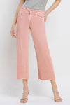 Pink High Rise Cropped Wide Leg Jean