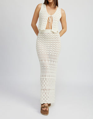 Fitted Crochet Maxi Skirt with Slit