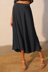 Poly Silk Midi Swing Skirt
