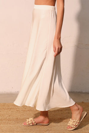 Poly Silk Midi Swing Skirt