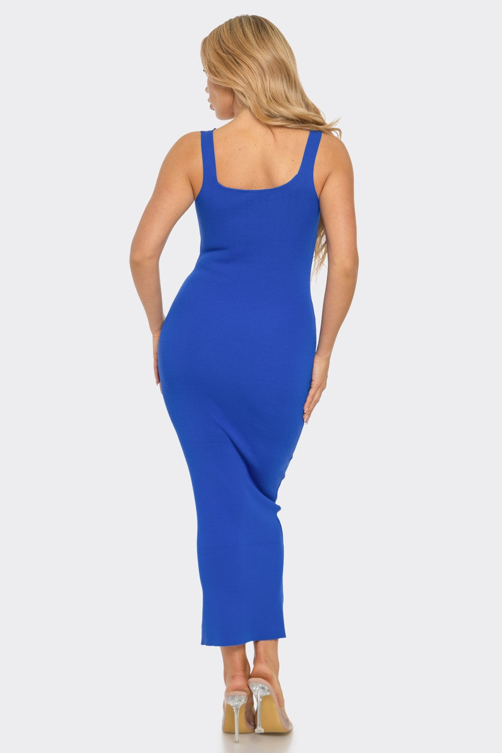 Sleeveless Ribbed Knit Midi Dress