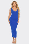 Sleeveless Ribbed Knit Midi Dress