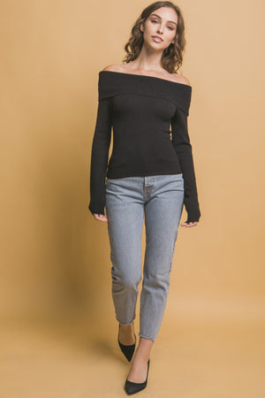 Ribbed Fitted Off Shoulder Top