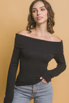 Ribbed Fitted Off Shoulder Top