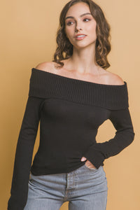 Ribbed Fitted Off Shoulder Top
