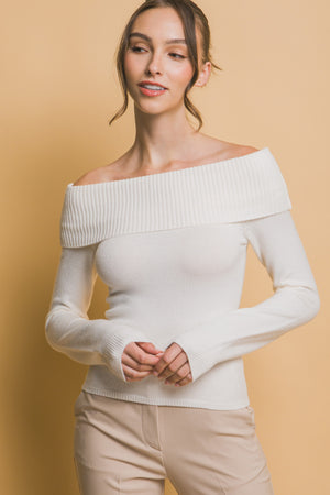 Ribbed Fitted Off Shoulder Top