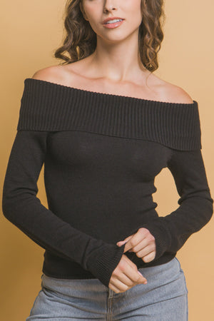 Ribbed Fitted Off Shoulder Top