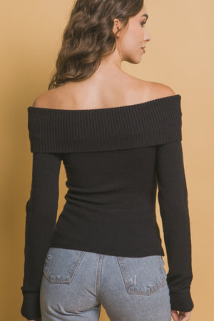Ribbed Fitted Off Shoulder Top