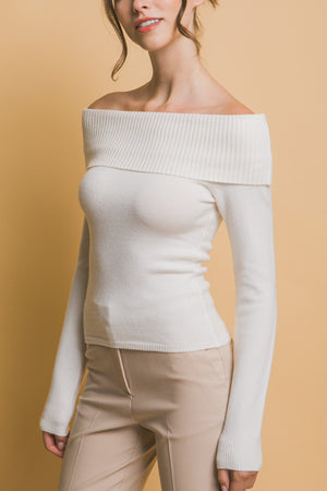 Ribbed Fitted Off Shoulder Top