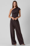 Pleated One Shoulder Top and Pants Set