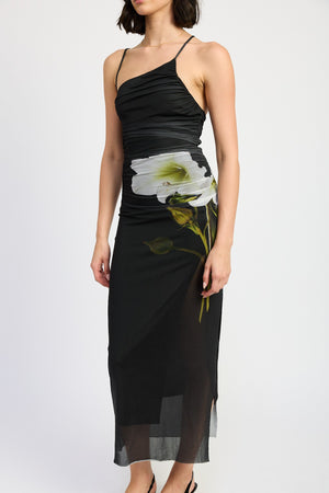 One Shoulder Mesh Maxi