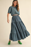 Tiered Denim Skirt