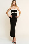 Ribbed Knit Colorblock Midi Tube Dress