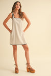 Linen Sleeveless Piping Detail Dress