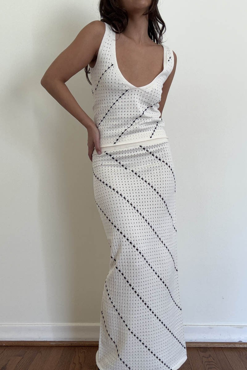 Crochet Knitted Top & Midi Skirt Set