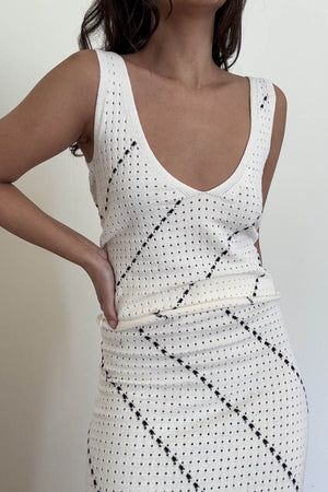 Crochet Knitted Top & Midi Skirt Set