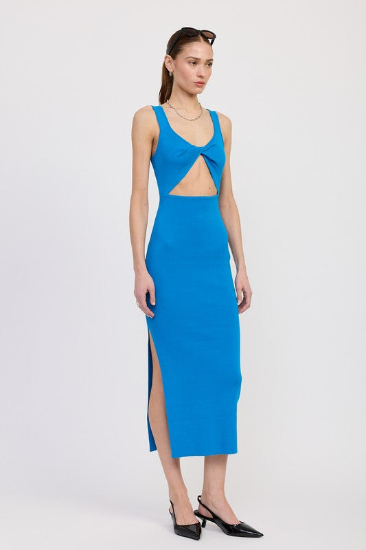 Twist Cut Out Front Midi Dress