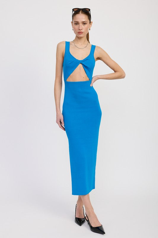 Twist Cut Out Front Midi Dress