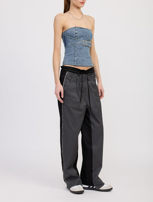 Denim Bustier With Buckle