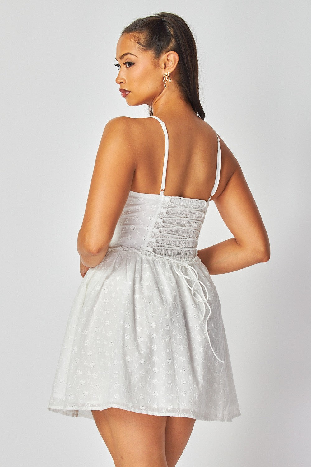Laureen Embroidery Lace Mini Dress