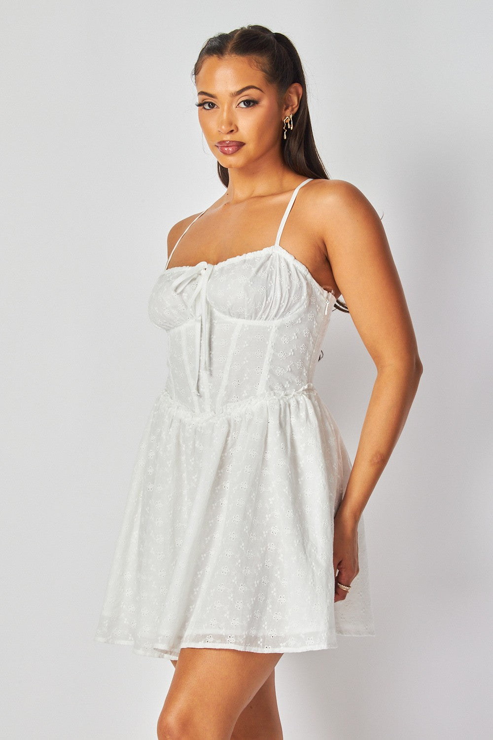 Laureen Embroidery Lace Mini Dress