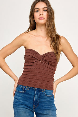 Twist Front Sweater Tube Top