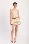 Strapless Tiered Mini Dress With Belt