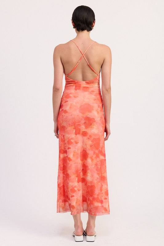 Ruched Maxi Dress with Crossed Back