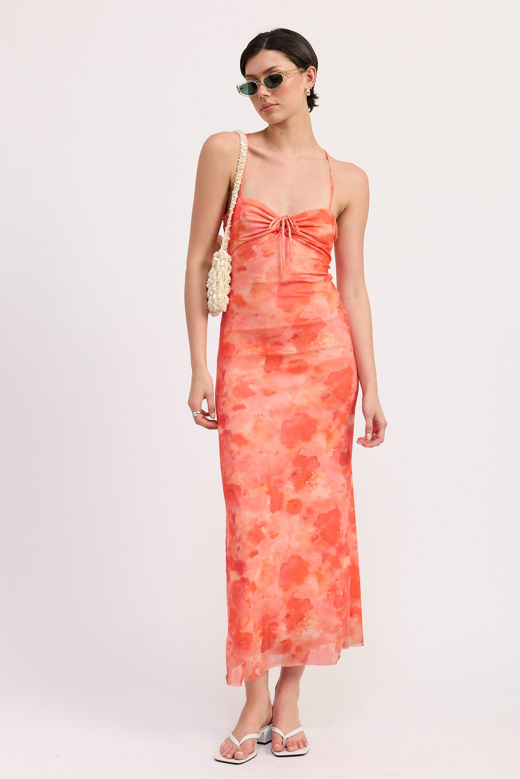 Ruched Maxi Dress With Crossed Back
