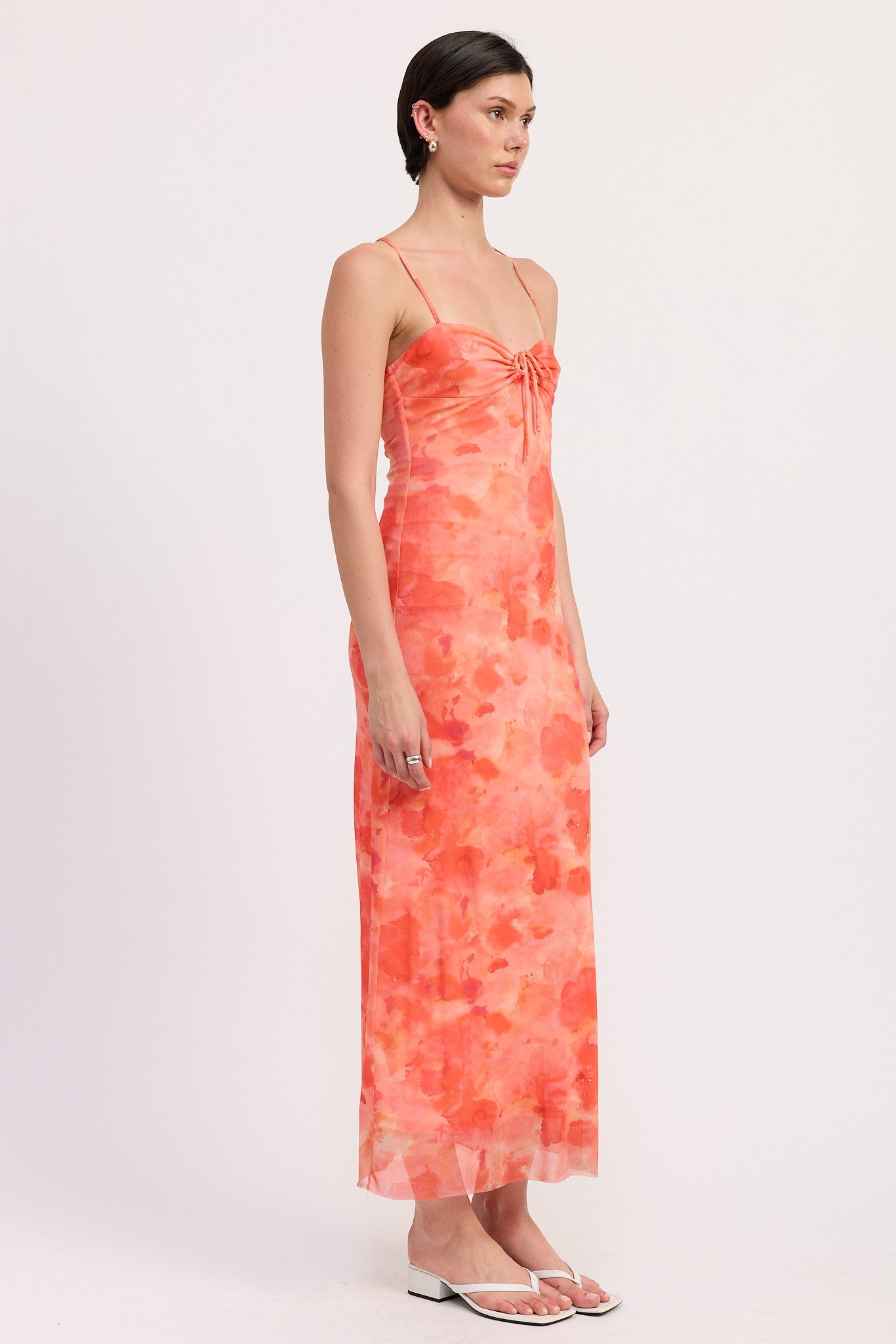 Ruched Maxi Dress With Crossed Back