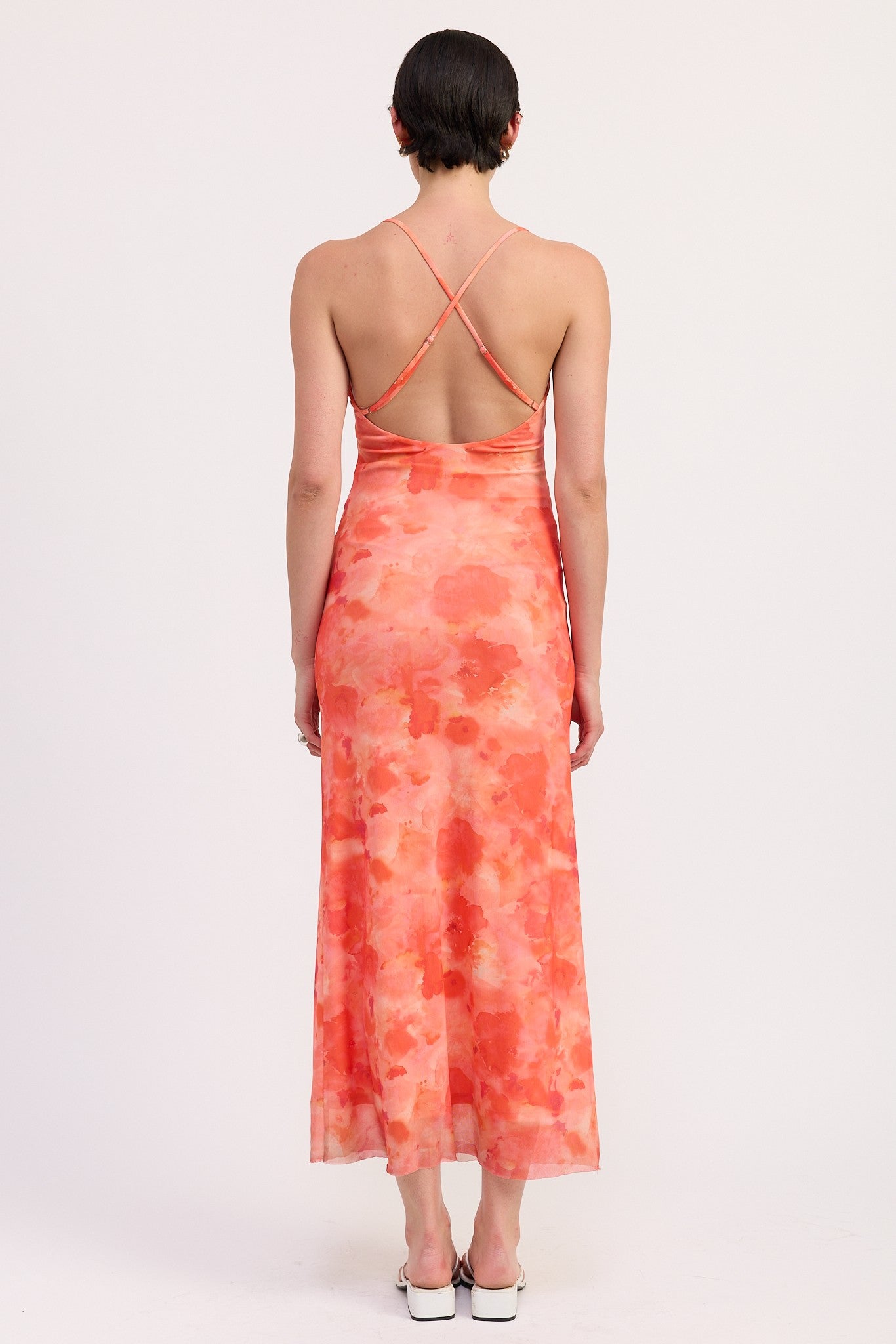Ruched Maxi Dress With Crossed Back