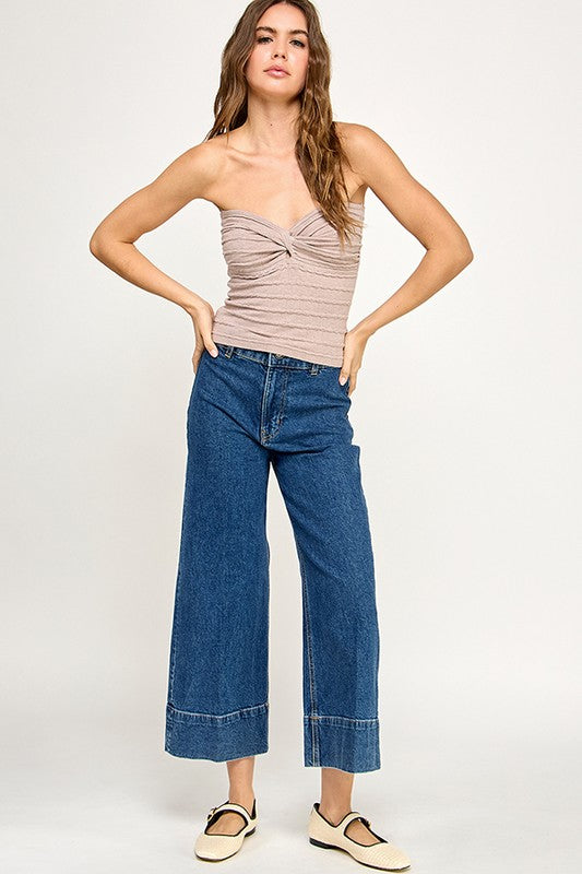 Twist Front Sweater Tube Top