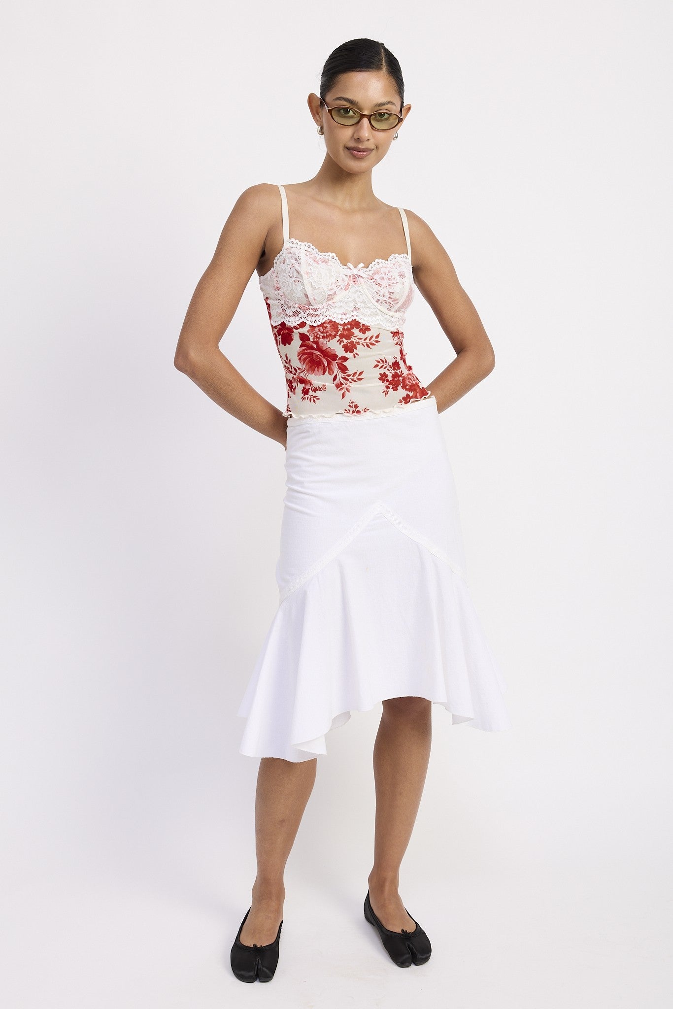 Floral Top With Lace And Underwire Detail