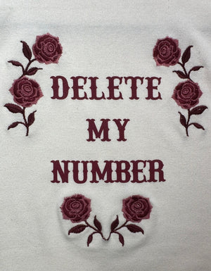 Delete My Number Roses Embroidery Baby Tee