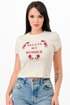 Delete My Number Roses Embroidery Baby Tee