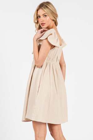 Front Tie Flow Short Sleeve Mini Dress
