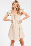 Front Tie Flow Short Sleeve Mini Dress