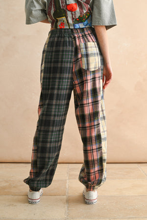 Mixed Plaid Fabric Pants