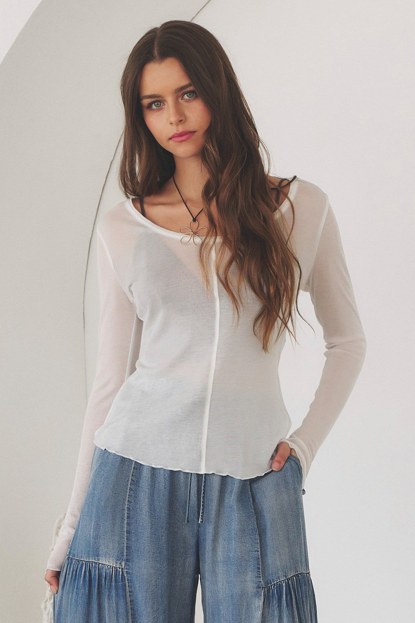 Long Sleeve Sheer Top