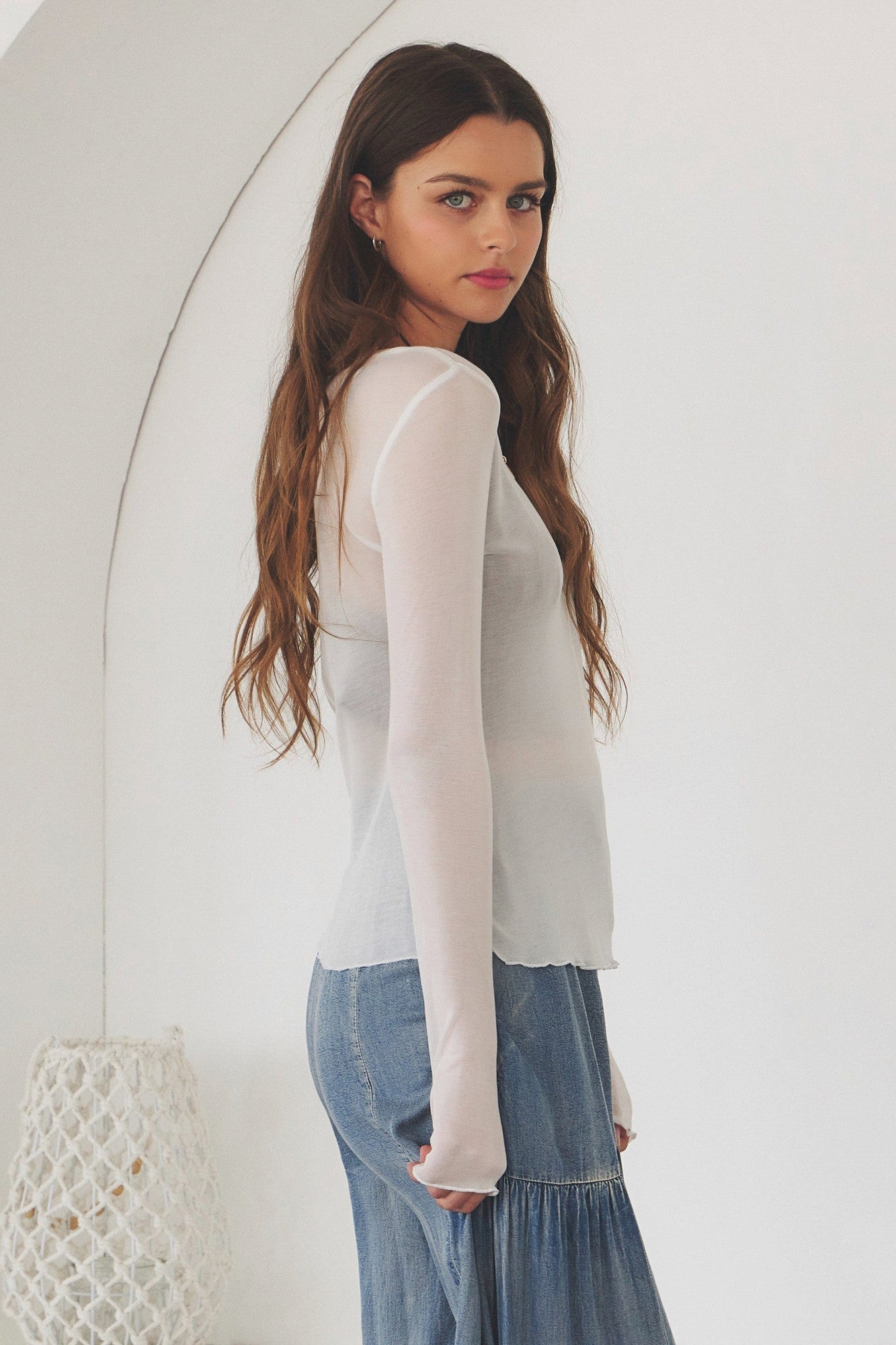 Long Sleeve Sheer Top