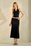 Drape Halter Top And Skirt Set