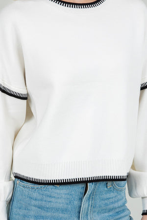 Contrast Trim Balloon Sweater