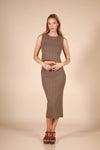 Round Neck Top With Midi Skirt