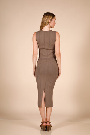 Round Neck Top With Midi Skirt