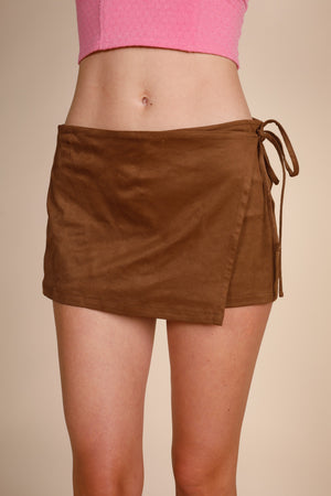 Suede Tie Side Skort